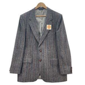 Vintage Oleg Cassini Men's Tweed Blazer 43L Charcoal Western Equestrian USA Made